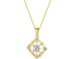 Online Apart Zawieszka z żółtego i białego złota z brylantami - 0,03 ct - próba 375