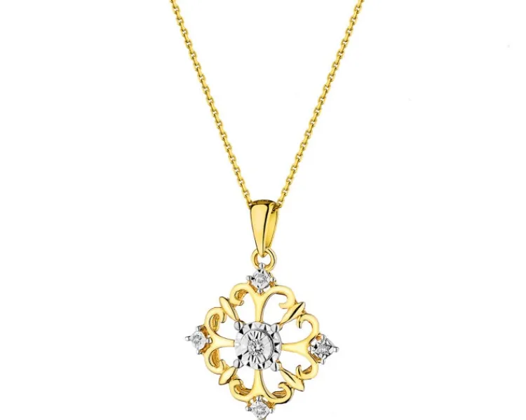 Online Apart Zawieszka z żółtego i białego złota z brylantami - 0,03 ct - próba 375