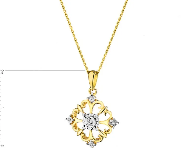 Online Apart Zawieszka z żółtego i białego złota z brylantami - 0,03 ct - próba 375