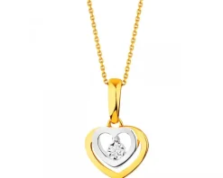 Apart Zawieszka z żółtego i białego złota z brylantem - serce - 0,01 ct - próba 375< Zawieszki