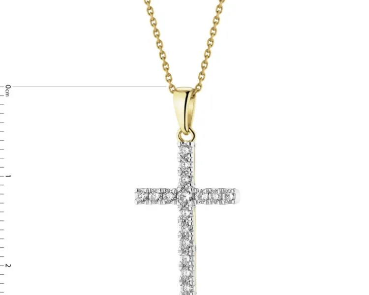 Best Apart Zawieszka z żółtego i białego złota z brylantami - krzyż - 0,25 ct - próba 585
