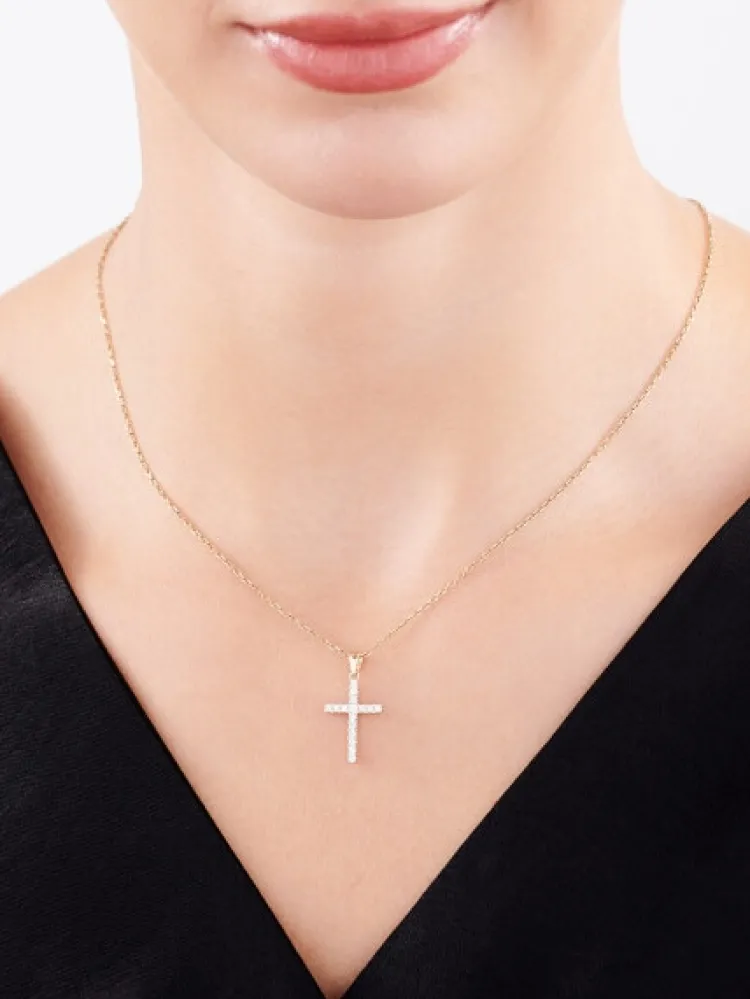 Best Apart Zawieszka z żółtego i białego złota z brylantami - krzyż - 0,25 ct - próba 585