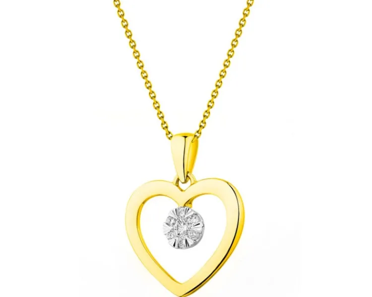 Apart Zawieszka z żółtego i białego złota z brylantami - serce - 0,06 ct - próba 585