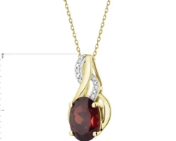 Clearance Apart Zawieszka z żółtego złota diamentami i granatem - próba 585