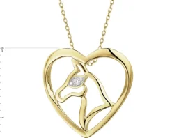 Apart Zawieszka z żółtego złota z brylantem - serce, koń - 0,008 ct - próba 375< Zawieszki