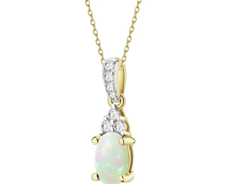 Apart Zawieszka z żółtego złota z brylantami i opalem - próba 585< Wszystkie