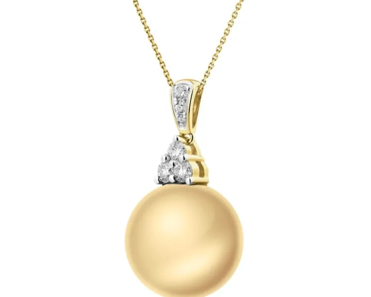 Clearance Apart Zawieszka z żółtego złota z brylantami i perłą Golden South Sea - próba 585