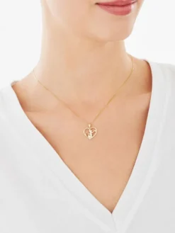 New Apart Zawieszka z żółtego złota z brylantem - kot, serce - 0,008 ct - próba 375