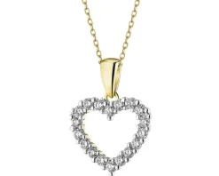 Online Apart Zawieszka z żółtego złota z brylantami laboratoryjnymi - serce - 0,25 ct - próba 585