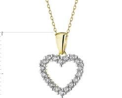 Online Apart Zawieszka z żółtego złota z brylantami laboratoryjnymi - serce - 0,25 ct - próba 585