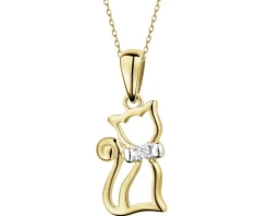 Apart Zawieszka z żółtego złota z brylantem - kot - 0,008 ct - próba 375< Wszystkie