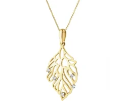 New Apart Zawieszka z żółtego złota z brylantami - liść - 0,04 ct - próba 585