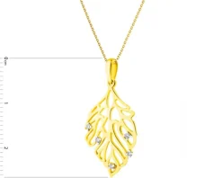 New Apart Zawieszka z żółtego złota z brylantami - liść - 0,04 ct - próba 585