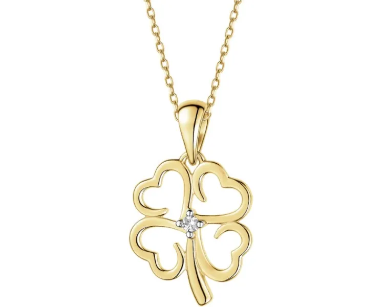 Apart Zawieszka z żółtego złota z brylantem - koniczyna - 0,01 ct - próba 375< Zawieszki