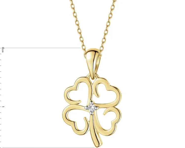 Apart Zawieszka z żółtego złota z brylantem - koniczyna - 0,01 ct - próba 375< Zawieszki