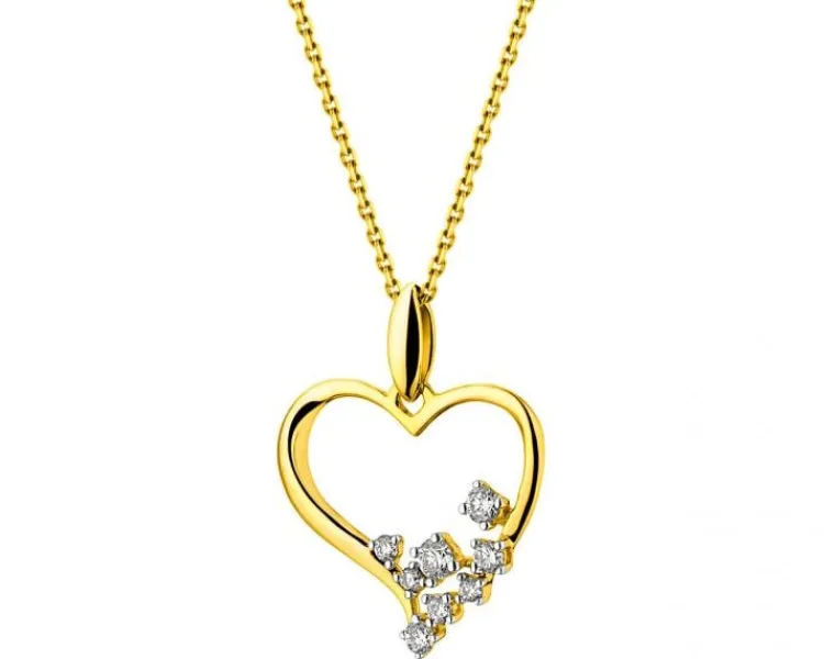 Apart Zawieszka z żółtego złota z brylantami - serce - 0,12 ct - próba 585< Zawieszki