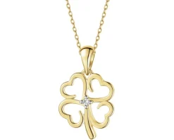 Apart Zawieszka z żółtego złota z brylantem - koniczyna - 0,01 ct - próba 585< Zawieszki