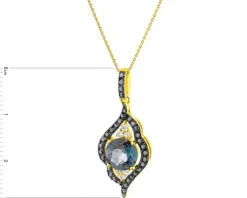 Outlet Apart Zawieszka z żółtego złota z brylantami i topazem London Blue - próba 585