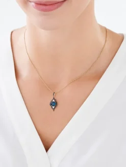 Outlet Apart Zawieszka z żółtego złota z brylantami i topazem London Blue - próba 585