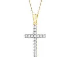 Apart Zawieszka z żółtego złota z brylantami laboratoryjnymi - krzyż - 0,22 ct - próba 585< Wszystkie
