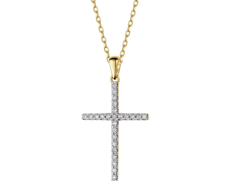 Apart Zawieszka z żółtego złota z brylantami - krzyż - 0,15 ct - próba 585< Zawieszki