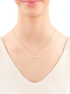 Apart Zawieszka z żółtego złota z brylantami - krzyż - 0,15 ct - próba 585< Zawieszki