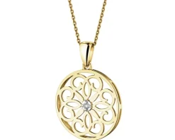 Sale Apart Zawieszka z żółtego złota z brylantem - rozeta - 0,01 ct - próba 375