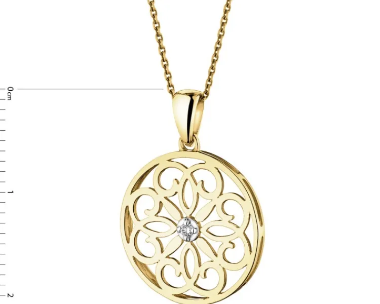 Sale Apart Zawieszka z żółtego złota z brylantem - rozeta - 0,01 ct - próba 375