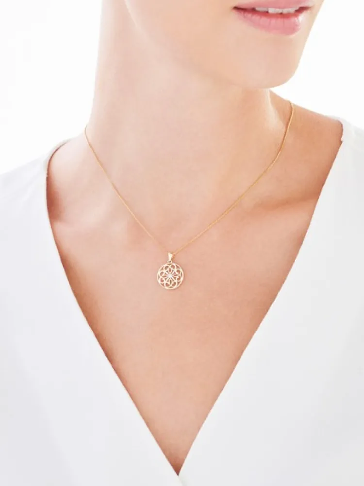 Sale Apart Zawieszka z żółtego złota z brylantem - rozeta - 0,01 ct - próba 375