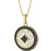 Discount Apart Zawieszka z żółtego złota z czarnymi diamentami - rozeta - 0,15 ct - próba 585