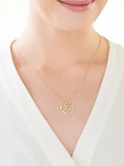 Apart Zawieszka z żółtego złota z diamentami - mama, serce - 0,01 ct - próba 375< Zawieszki