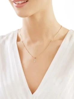 Apart Zawieszka z żółtego złota z diamentami - krzyż - 0,04 ct - próba 585