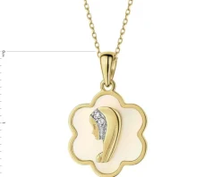 Clearance Apart Zawieszka z żółtego złota z diamentami - medalik Matka Boska - próba 375