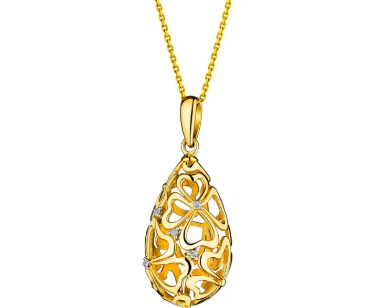 Apart Zawieszka z żółtego złota z diamentami - koniczyny - 0,02 ct - próba 585< Zawieszki