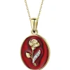 Apart Zawieszka z żółtego złota z diamentami i emalią - róża - 0,006 ct - próba 375< Zawieszki