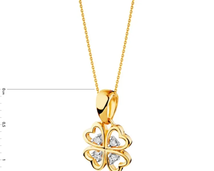 Apart Zawieszka z żółtego złota z diamentami - koniczyna - 0,02 ct - próba 585< Zawieszki