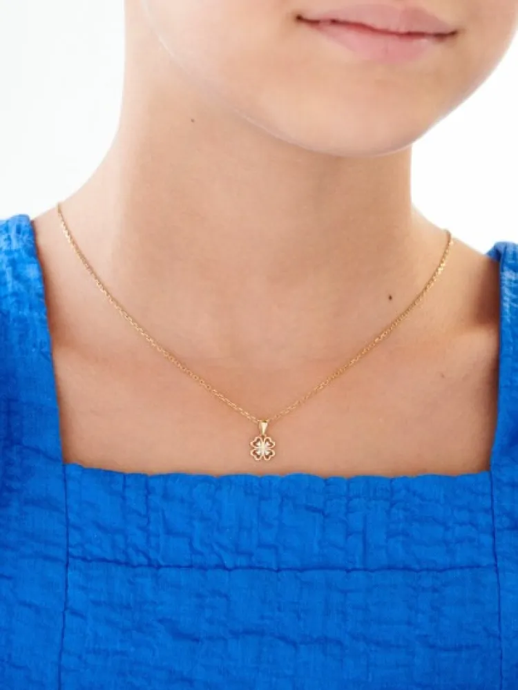 Apart Zawieszka z żółtego złota z diamentami - koniczyna - 0,02 ct - próba 585< Zawieszki