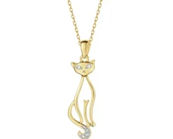 Apart Zawieszka z żółtego złota z diamentami - kot - 0,02 ct - próba 375< Wszystkie