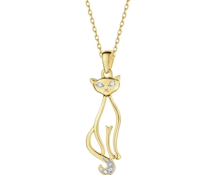 Apart Zawieszka z żółtego złota z diamentami - kot - 0,02 ct - próba 375< Wszystkie