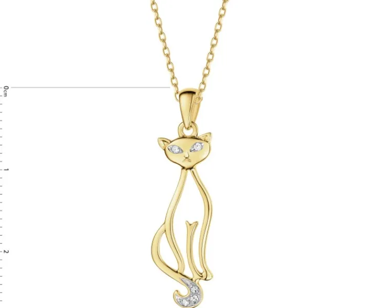 Apart Zawieszka z żółtego złota z diamentami - kot - 0,02 ct - próba 375< Wszystkie