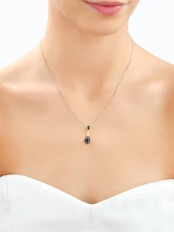 Outlet Apart Zawieszka z żółtego złota z diamentami czarnymi i topazami London Blue - próba 585