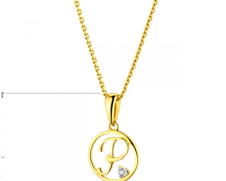 Apart Zawieszka z żółtego złota z diamentem - litera P - 0,003 ct - próba 585< Zawieszki