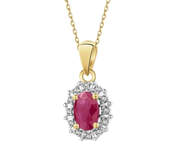 Best Apart Zawieszka z żółtego złota z diamentami i rubinem - próba 585