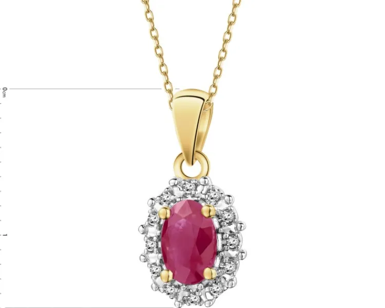 Best Apart Zawieszka z żółtego złota z diamentami i rubinem - próba 585