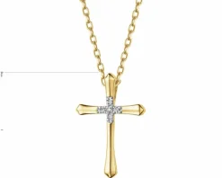 New Apart Zawieszka z żółtego złota z diamentami - krzyż - 0,03 ct - próba 585