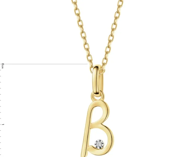 Apart Zawieszka z żółtego złota z diamentem - litera B - 0,003 ct - próba 375< Wszystkie