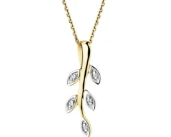 Apart Zawieszka z żółtego złota z diamentami - liście - 0,01 ct - próba 375< Zawieszki