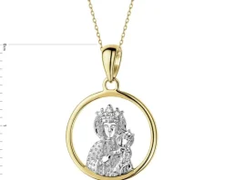 Apart Zawieszka z żółtego złota z diamentem - medalik Matka Boska - 0,003 ct - próba 585
