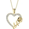 Best Apart Zawieszka z żółtego złota z diamentami -  serce, róża - 0,05 ct - próba 375