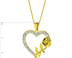 Best Apart Zawieszka z żółtego złota z diamentami -  serce, róża - 0,05 ct - próba 375